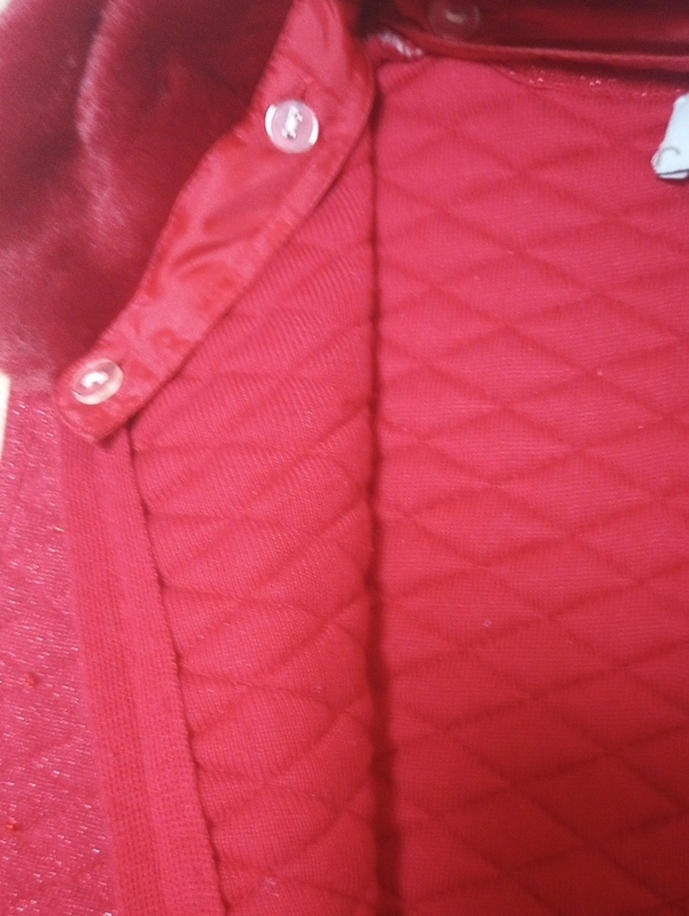 Marisa Christina Red Quilted Vest with Faux Fur Collar - Picture 5 of 5
